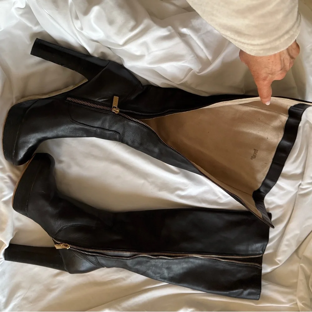 MICHAEL KORS Black Leather Tall Boots Women Size 9 - Picture 13 of 16